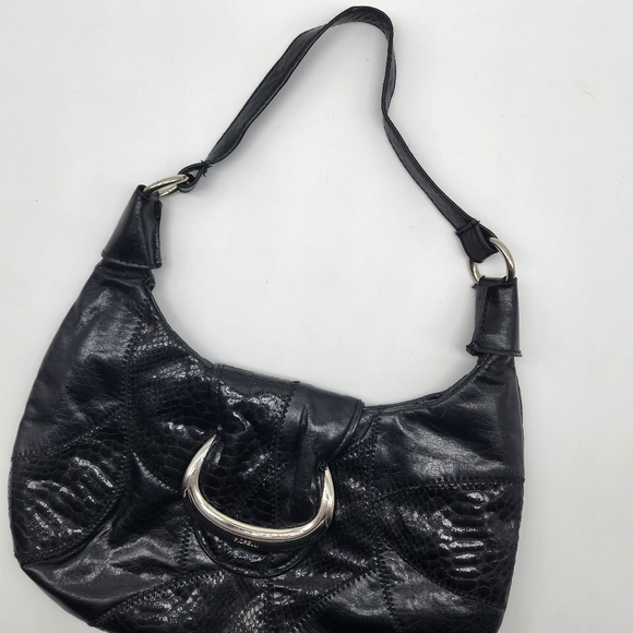 Vintage Fiorelli Black Y2K Patchwork Vinyl Shoulder Bag - Picture 14 of 16